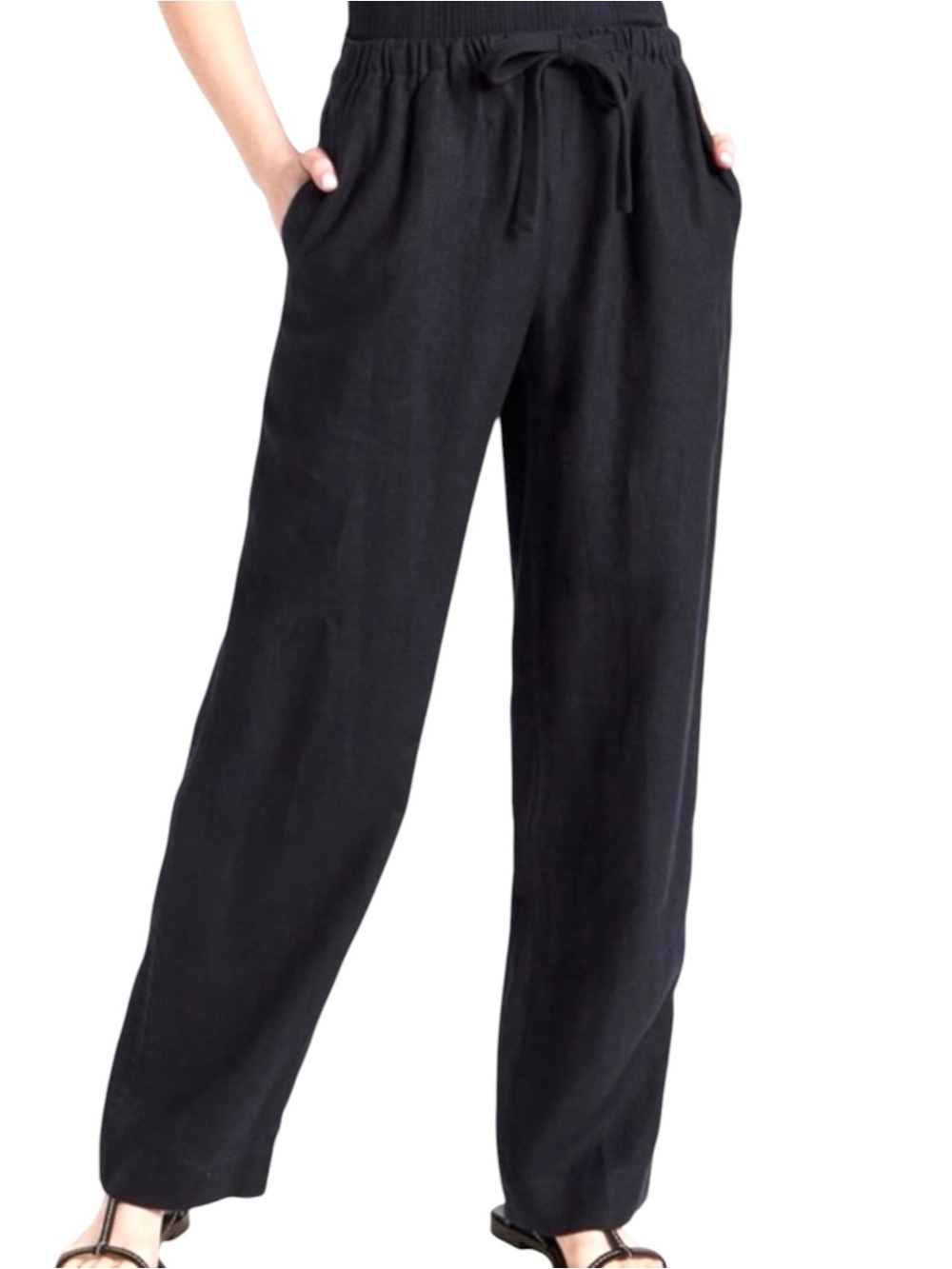 Vince Tie Front Pull On Pants 100% Hemp in Black Women’s Small